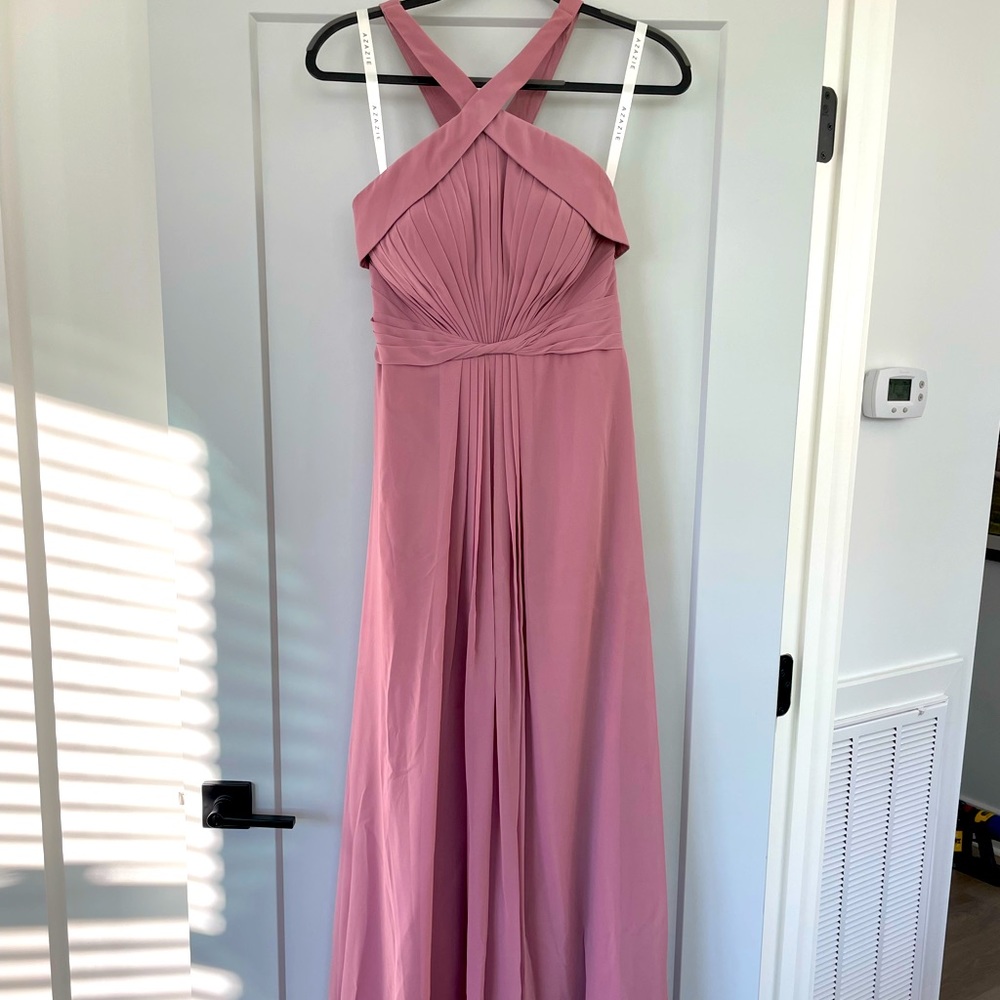 Azazie Floor Length Gown with Criss Cross Front to Back
